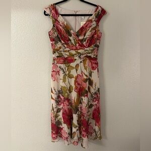 100% Silk Floral Sleeveless Dress